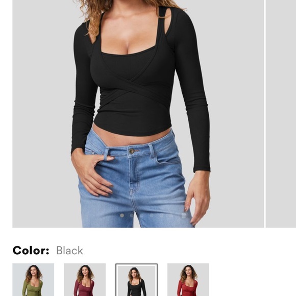 NWT Halara long sleeved sports top-black ribbed-SOLD OUT online Small - Picture 3 of 11